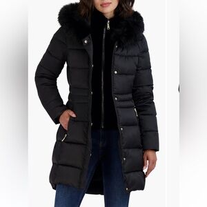 Tahari coat with faux trim